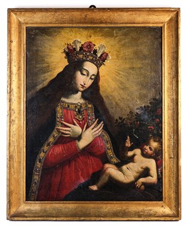 Ambito di Francisco de Zurbarán, scuola spagnola del secolo XVII"Madonna in a