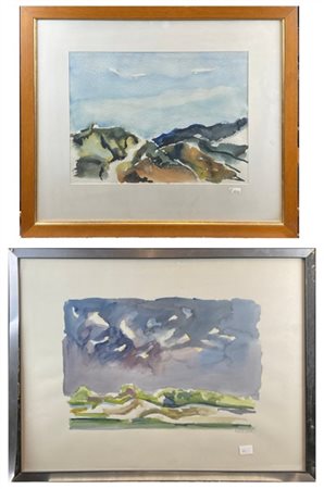 Walter Piacesi - Arnoldo Ciarrocchi
Due acquerelli su carta raffiguranti paesag