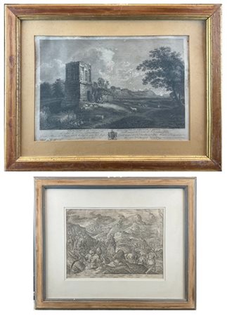 Lotto composto da un'acquaforte di Philip Galle da invenzione di Giovanni Strad