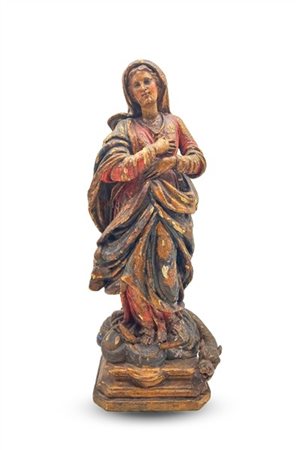 Arte del secolo secolo XVIII. Immacolata Concezione, legno intagliato, dorato e