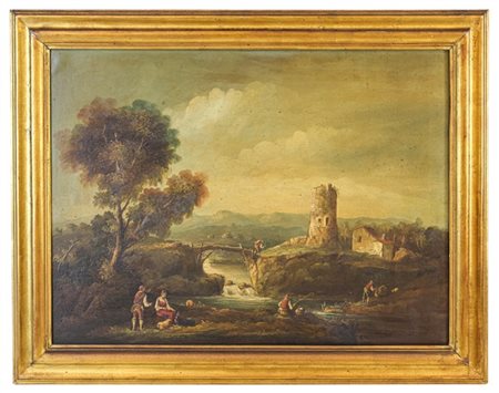 Da un modello del secolo XVIII

"Paesaggio con personaggi"
olio su tela (cm 60x