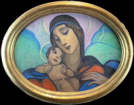 Federico Sartori "Madonna con Bambino" 
olio su tela (cm 47x63)
in cornice (dife