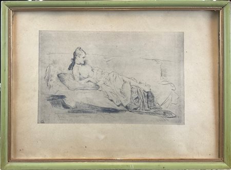 Da Giuseppe De Nittis

"Donna distesa" 
riproduzione da un'incisione (cm 26,5x3