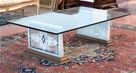 Coppia di antiche parti di paliotto d'altare in commesso di marmi policromi a m