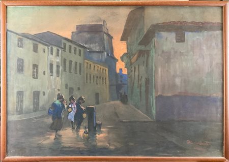 Federico Sartori "Fanciulli alla fontanella al tramonto" Viareggio, 1932
tecnica