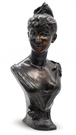 Ernest Justin Ferrand "Busto femminile" 
scultura in bronzo (h cm 53) 
firmata a