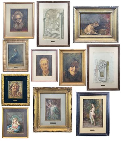 Carla Sidoli Lotto composto da numerosi dipinti e tecniche miste, di vari sogget