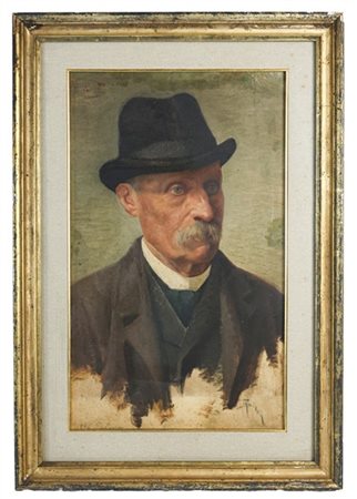 Pacifico Sidoli "Ritratto di uomo con cappello" 1896
olio su cartone (cm 53x32)