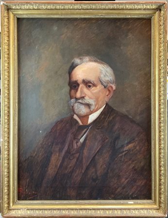 Dario Bardinero "Ritratto di uomo con baffi e pizzetto" 
olio su tela (cm 77x63)