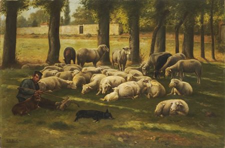 Henri De Beul "Pastore con gregge" 1885
olio su tela (cm 86x120)
firmato e datat
