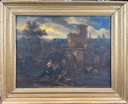 Da modelli fiamminghi del secolo XVII

"Paesaggio con rovine e viandanti"
olio