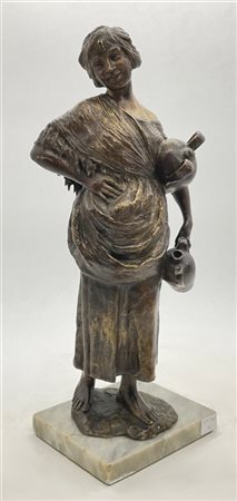 Francesco Parente "Acquaiola" 
scultura in bronzo su base in marmo (h cm tot 42)
