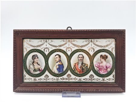 Manifattura Ginori, inizio secolo XX. Placca in porcellana decorata in policrom