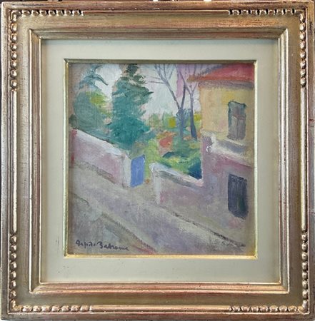 Alfredo Beltrame "Vista sul lago" 
olio su tela (cm 23x23)
firmato in basso a si