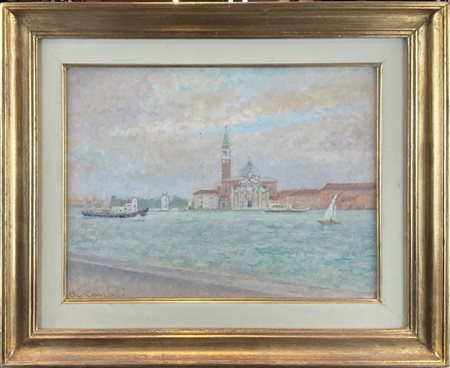 Alfonso Corradi "Venezia, San Giorgio" 1968
olio su compensato (cm 30x40)
firmat
