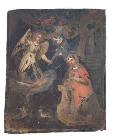 Scuola del secolo XVII

"Annunciazione"
olio su lavagna (?) (cm 53x43)
conserva