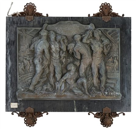 Giannino Castiglioni Rilievo bronzeo raffigurante "Omaggio degli stabilimenti Da