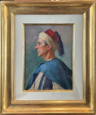 Silvio Consadori "Ritratto di uomo in costume" 1930
olio su cartone telato (cm 2