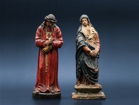 Manifattura del XVIII-XIX secolo. Lotto composto da figura di Madonna e Ecce Ho