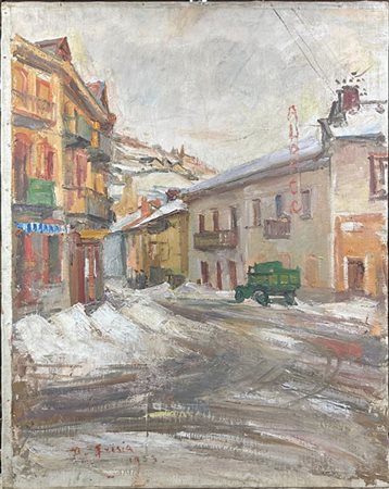 Donato Frisia "Bardonecchia" 1953
olio su tela (cm 65x51,5)
firmato e datato in