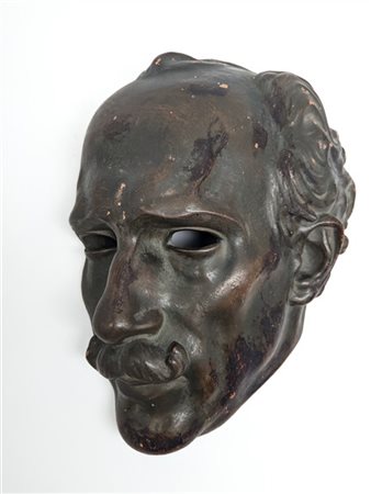 Ignoto, secolo XX. Maschera di Arturo Toscanini in terracotta a patina bronzea