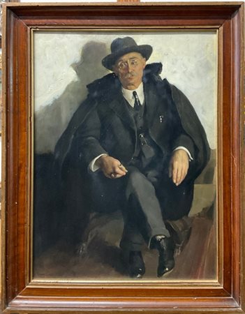 Giulio Vito Musitelli "Ritratto di gentiluomo" 1928
olio su compensato (cm 63x45