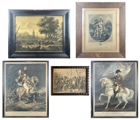 Lotto composto da due stampe a colori raffiguranti reali inglesi a cavallo (fog