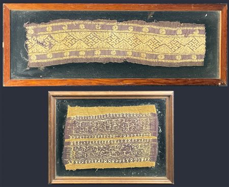 Arte Copta, secolo IV-V. Frammento di tessuto in lana con decorazioni a figure,