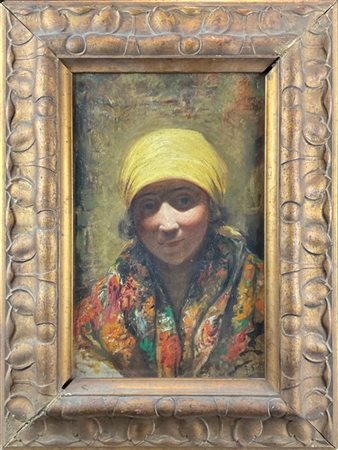 Giuseppe Sidoli "Ritratto femminile" 
olio su tavola (cm 44x28)
firmato in basso