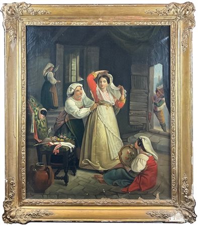 Scuola del secolo XIX

"Scena d'interno con ciociare" 
olio su tela (cm 78x65)