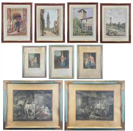 Lotto composto da cinque stampe colorate, di cui tre tratte dalla serie "Cries