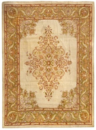 Tappeto Amritzar, India, fine secolo XIX. Decoro con leggero medaglione lanceol