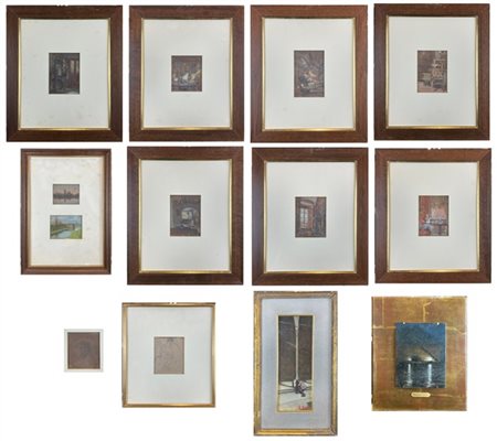 Lotto composto da dieci dipinti di diversi soggetti, autori, tecniche e misure