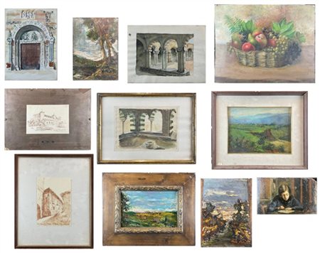 Carla Sidoli Lotto composto da numerosi dipinti ad olio di diversi soggetti, tec