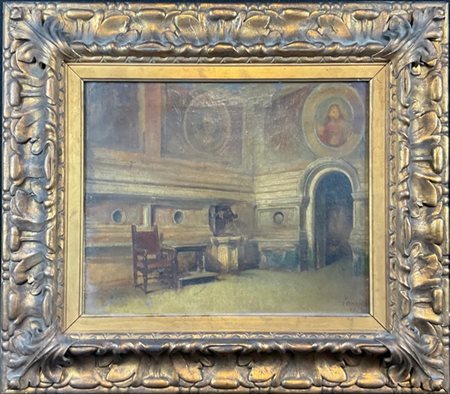 Ferdinando Brambilla "Sacrestia" 1862
olio su tela (cm 34x40)
firmato e datato i