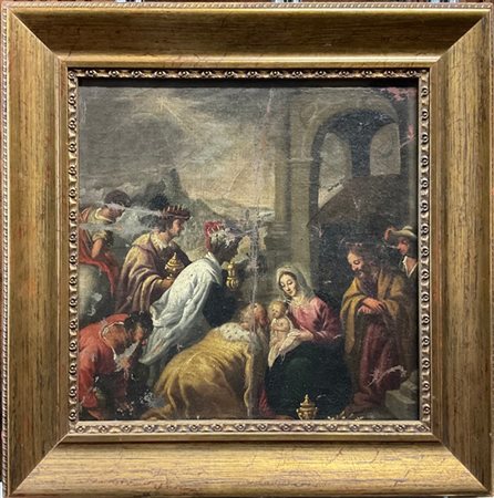 Scuola veneta del secolo XVII

"Adorazione dei Magi"
olio su tela (cm 35,5x35,5