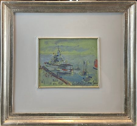 Anselmo Bucci "La Littorio passa il canale" Taranto, 1940
olio su compensato (cm