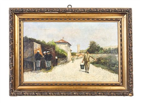 Scuola del secolo XIX

"Il rancio" 
olio su tela (cm 35x56)
in cornice (difetti