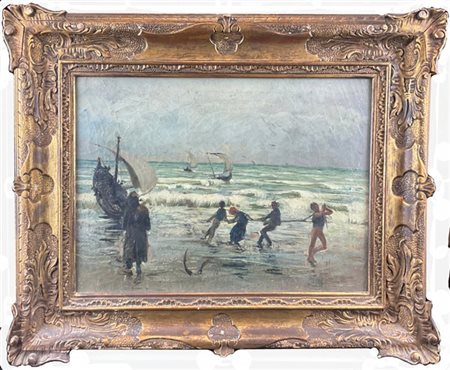 Scuola del secolo XIX

"Il ritorno della barca" 
olio su tela (cm 32x46)
in cor