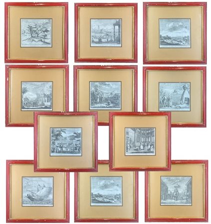 Gruppo di undici antiche incisioni di soggetto orientale
(cornice cm 37x39)
in