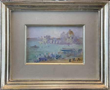 Ezio Pastorio "Venezia, San Giorgio" 
olio su cartone telato (cm 10x15)
firmato