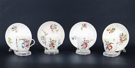 Manifattura di Ginori, Doccia, fine secolo XVIII. Gruppo di quattro diverse taz