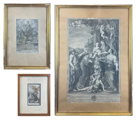 Lotto composto da un'incisione francese da un dipinto di Annibale Carracci raff