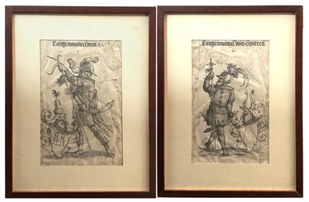 CHRISTOPH WEIDITZ Due xilografie raffiguranti "Armigeri"
(al visibile mm 260x165