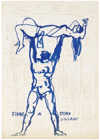 Salvatore Fiume "Figure allegoriche" pennarello su carta (cm 25,5 x 36) dedica s