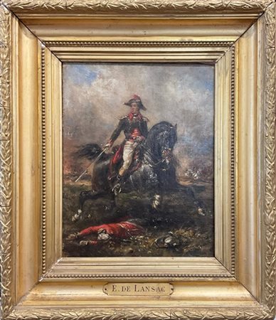 Scuola francese del secolo XIX

"Ufficiale a cavallo dopo la battaglia" 
olio s