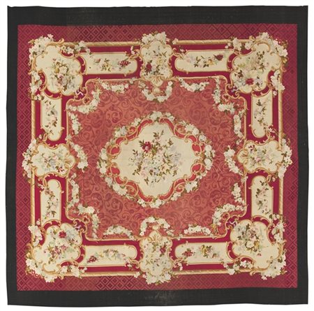 Tappeto Aubusson, Francia, secolo XIX, epoca Napoleone III. Tessuto in lana con