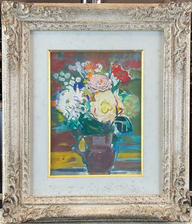 Dina Bellotti "Fiori del giardino" 
tempera su carta intelata (cm 24x18)
al retr