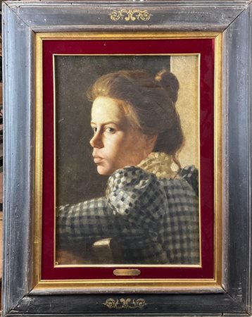 Nazzareno Sidoli "Profilo femminile" 
olio su tela (cm 46x32)
in cornice (difett