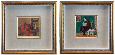 Lotto composto da un dipinto di Consadori e un collage di Pozzato realizzati su